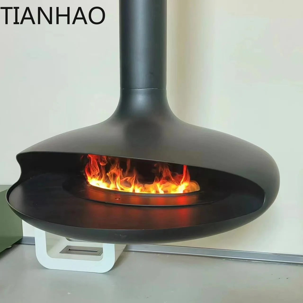 เตาผิงไม้แบบแขวน ดีไซน์ทันสมัย สำหรับใช้ในบ้าน ใช้ไม้และเม็ดเชื้อเพลิงสำหรับให้ความร้อน 1