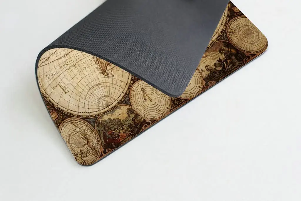 Vintage World Map Mouse Pad  Image of Old Map In 1720s Nostalgic Style Art Historical Atlas Mouse Pad Brown Beige