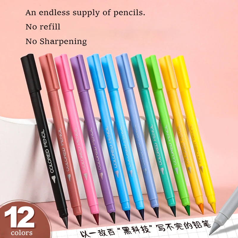 

12Pcs 12 Colors Pencils Students Posture Without Sharpening Pencils Children Drawing Pencils Color Sketching Pencils Wholesale