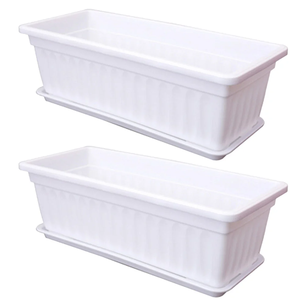 

2 Pcs Nursery Rectangular Flower Pot Planting Pots Indoor Plastic Vegetable Planters Outdoor