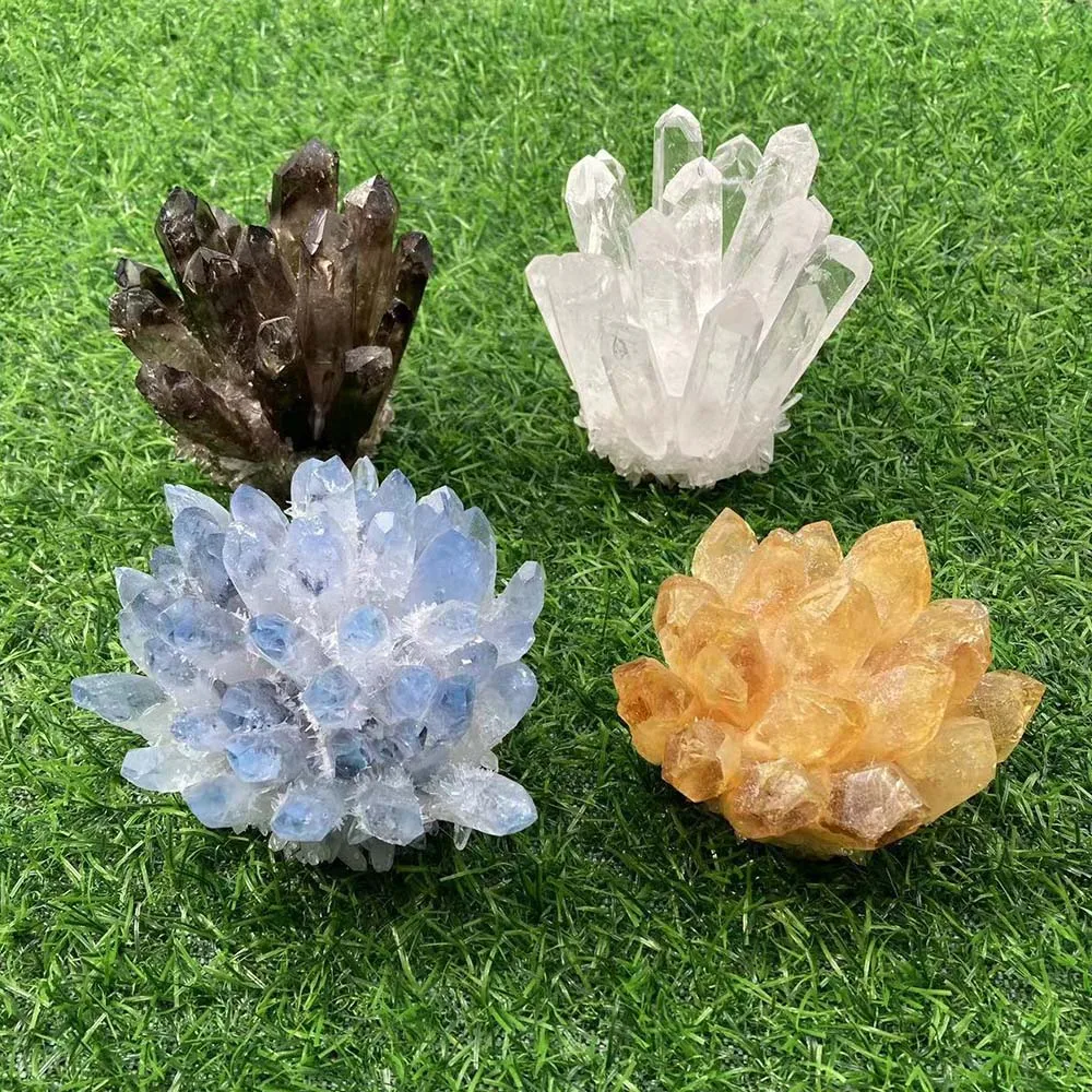 

Natural Crystal Cluster Clear Quartz Citrine Mineral Specimen Reiki Stones Ornaments For Healing Home Decor Fengshui Meditation