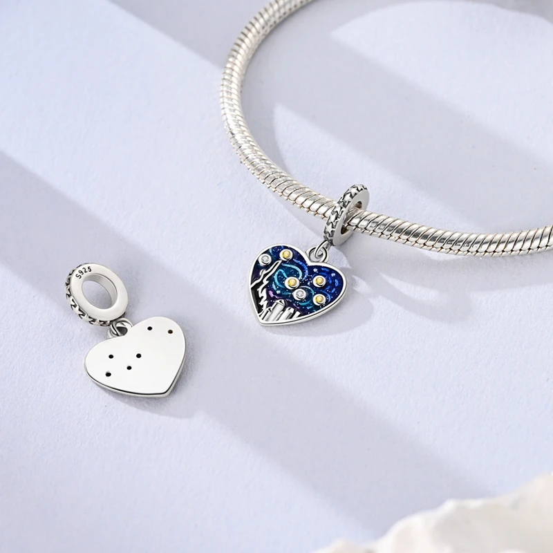 925 Sterling Silver Van Gogh Starry Sky Series Pendant Charms Jewelry Fit Original 925 Bracelet For Women DIY Gift