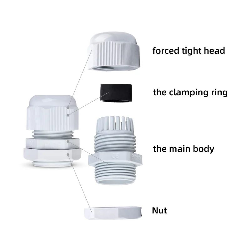 1Pc Cable Gland Nylon Waterproof Connector PG21 For 13-18 29/36 PG42 PG63 Entry Fixed Wire IP68 Plastic White Black Large Size