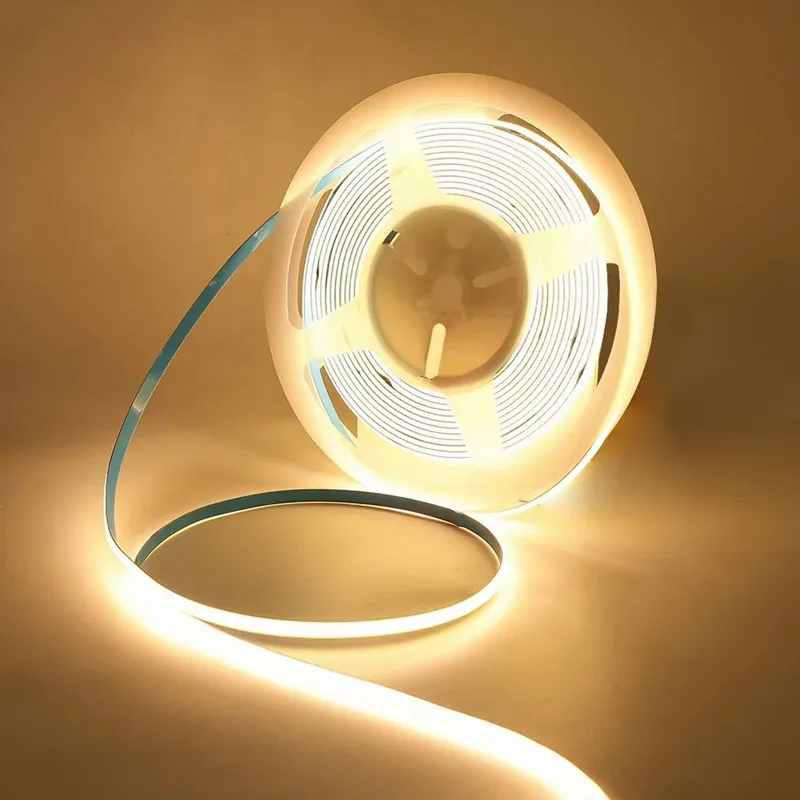 5M DC12V/24V Super Thin 5mm COB LED Strip 384LEDs/m Soft Flexible Light Bar Warm Cold White for Decor Lighting 3000K 4000K 6000K