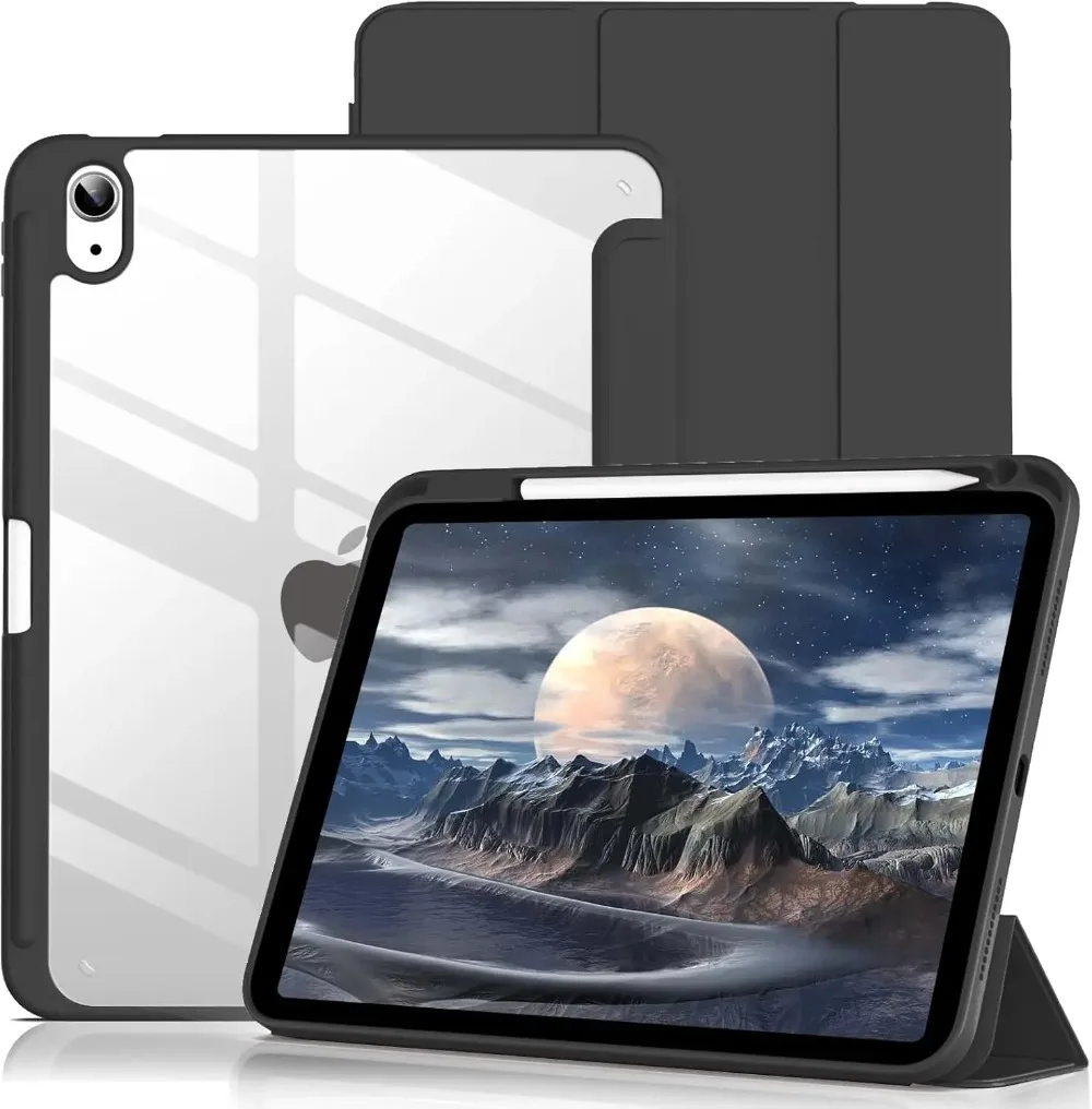 Acrylic Clear Back iPad Case with Tri-Fold Stand & Pencil Holder
