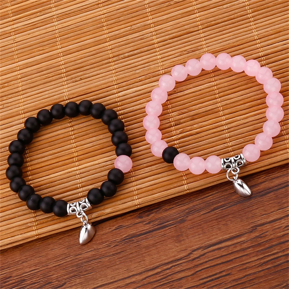 

New Charm Couple Bracelet 2pc/Set Frosted Stone Beaded Bracelets For Women Gift Modern Trending Bangles Friendship Lucky Jewelry