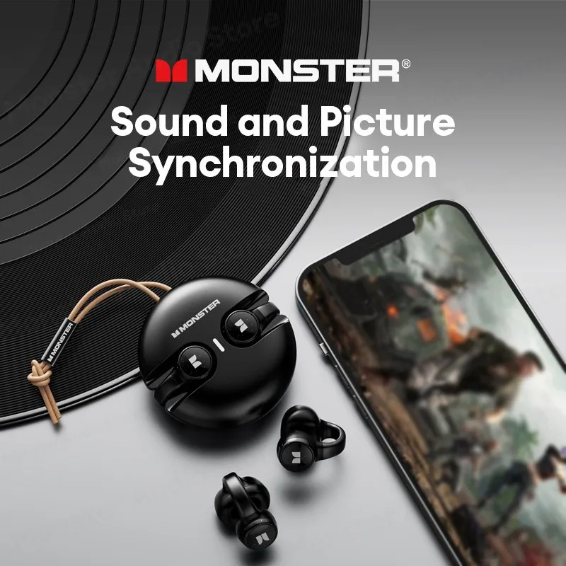 

Original Monster XKT21 5.3 Wireless Bluetooth Headset Touch Control Surround Stereo Ear Hook HD call Headphones Gaming Earbuds