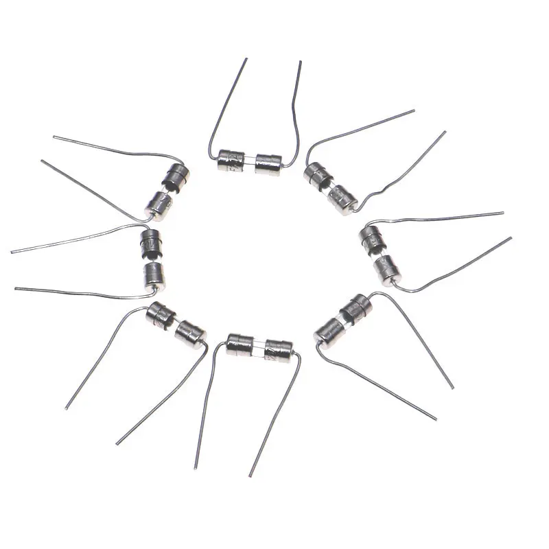 100pcs 10value 3.6*10mm 250V Double Iron Cap Axial Slow Glass Fuse kit Box With Lead Wire 0.5A 1A 2A 3A 3.15A 4A 5A 6.3A 8A 10A glass fuse kit