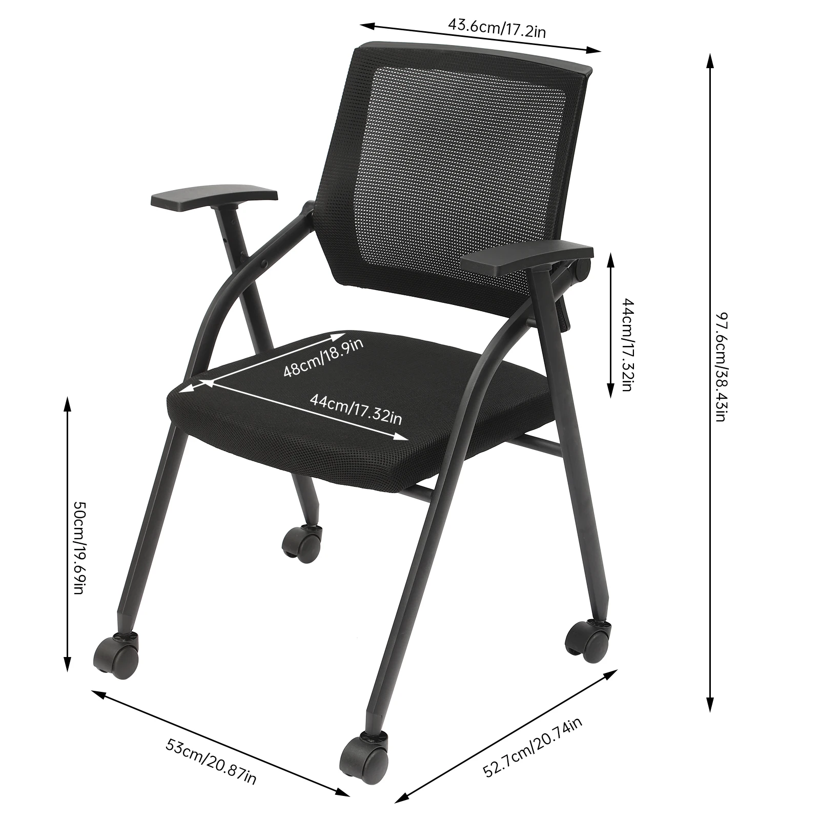 2 Pack Conference Room Chairs, Stackable & Ergonomic Foldable Chair with Armrest - Mesh Bouncing Back for Office Meetings images - 6