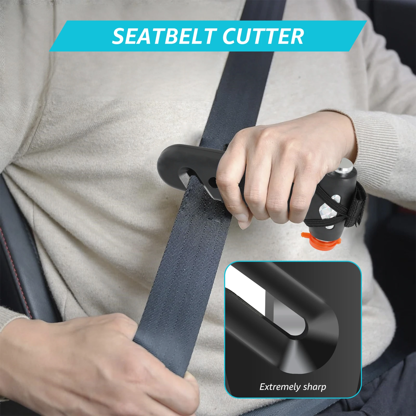 Black Carbon Steel Car Safety Hammer Emergency Escape Tool