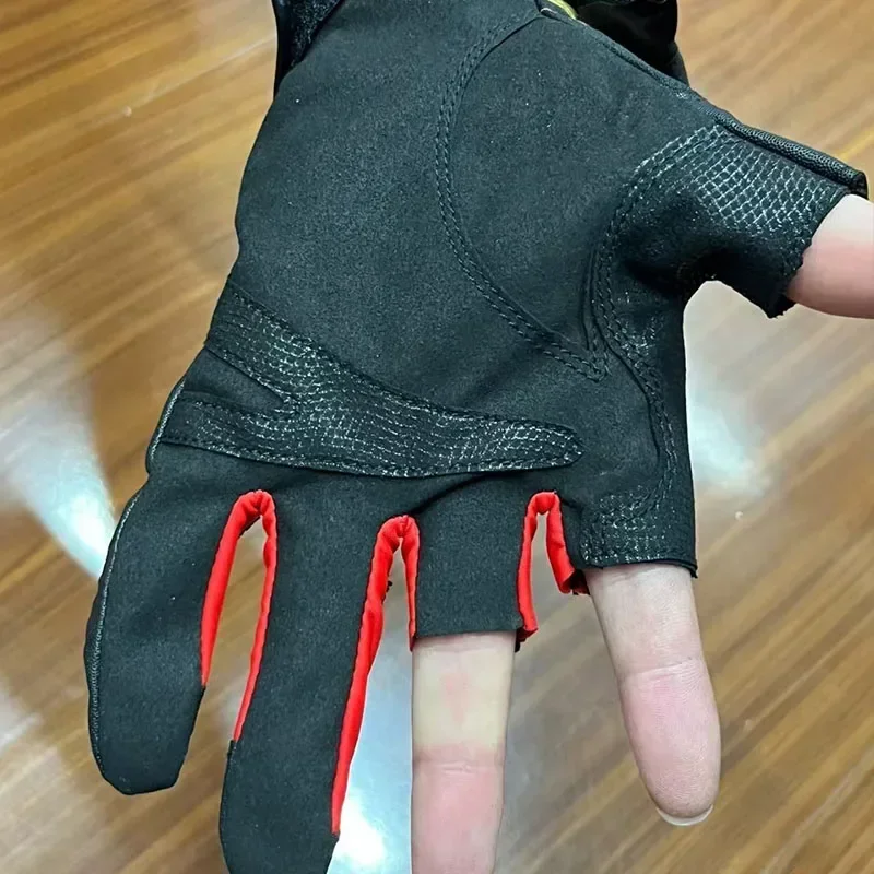 1 Pair Winter Fishing Gloves for Men 3 Fingers Cut Sports Glove PU Leather Windproof Warm Rock Fishing Gloves Apparel
