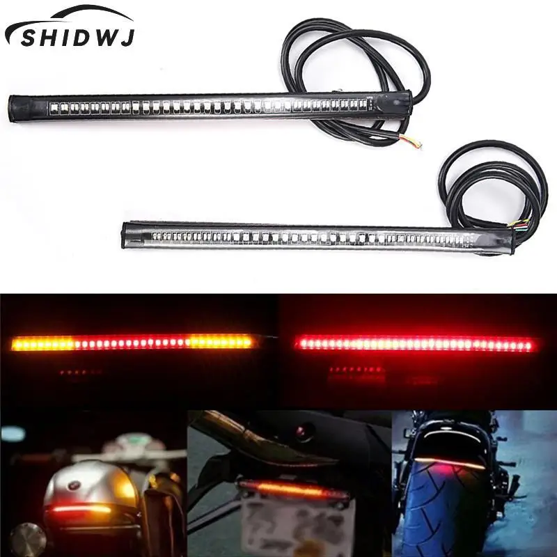 1pc 48SMD LED Motorcycle Decorative Lights Strip Light Motorbike Tail Brake Stop Turn Signal Strip Stop Light General