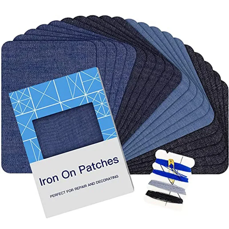 5Pcs Quality Denim Patch Iron on Jean Patches Self Adhesive Patches Clothing Repair Jeans Kit