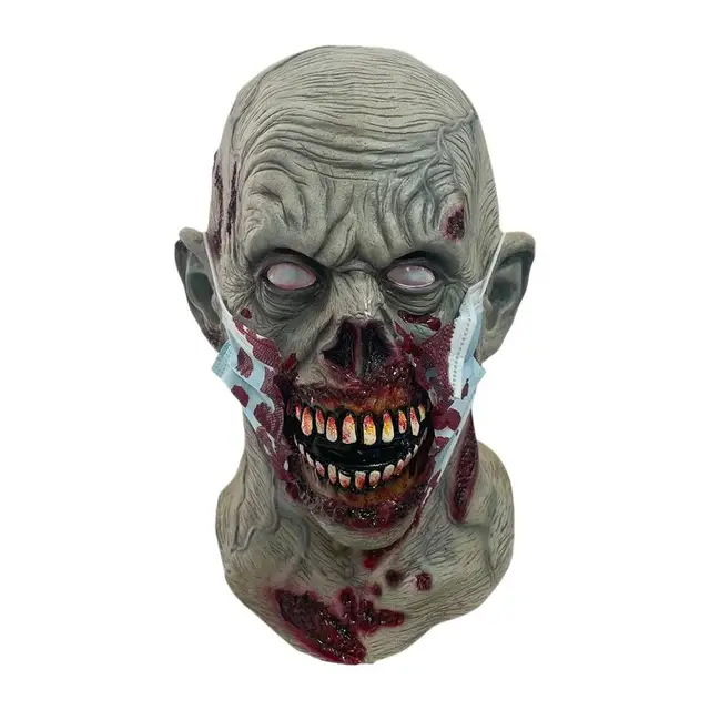 Casco de Zombie de látex para Halloween, máscara de terror sangrienta, decoración de cabeza completa, accesorios de disfraces para fiesta de Cosplay