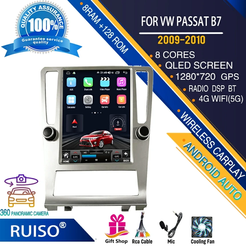 

RUISO FOR Tesla series car dvd player For VW Passat B7 2009-2011 car radio stereo multimedia monitor 4G GPS carplay android auto