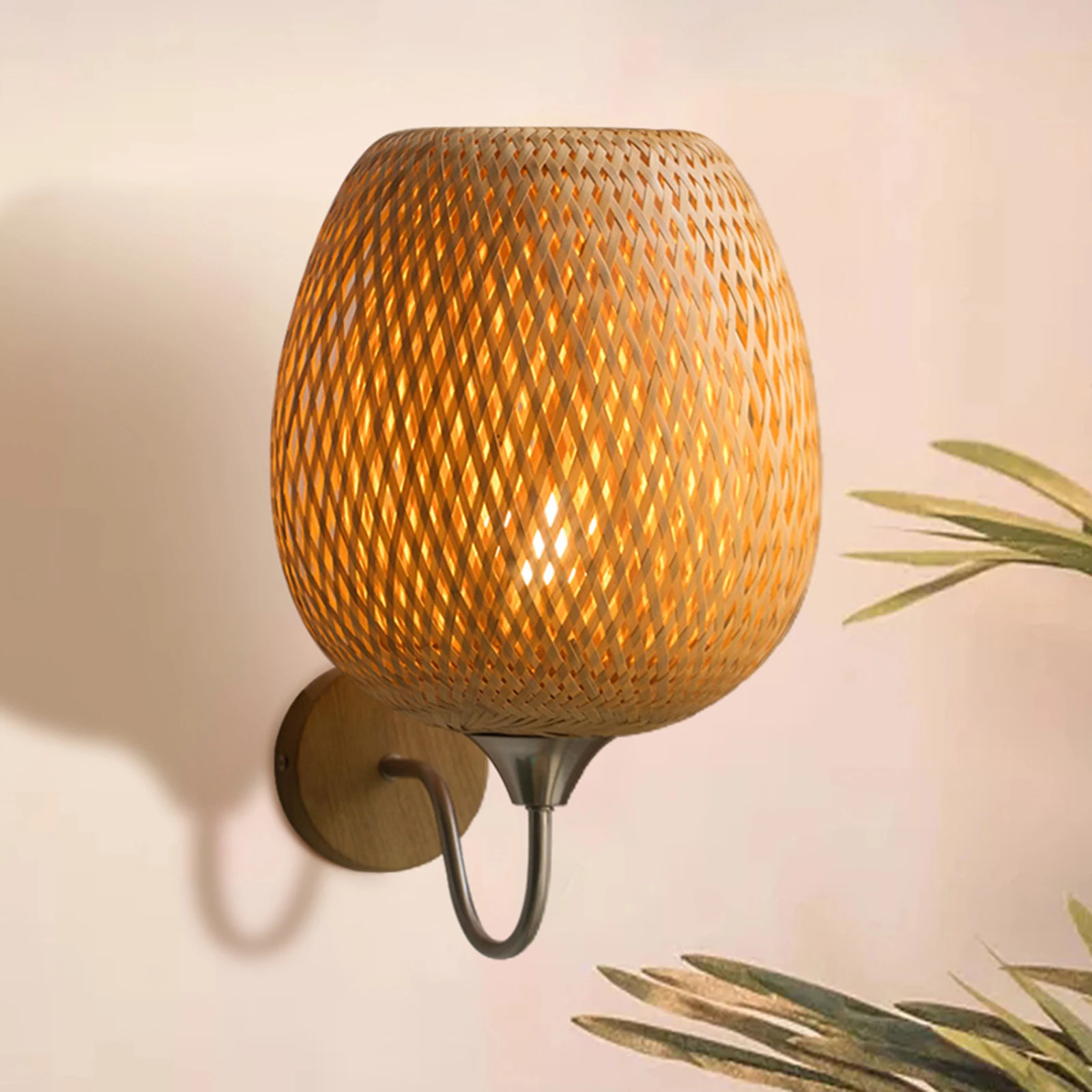lux.pro Set di 2 Applique per Interni Lampade da Parete a Paralume Semicilindrico per Soggiorno Ingresso Camera da Letto - Effetto Rattan