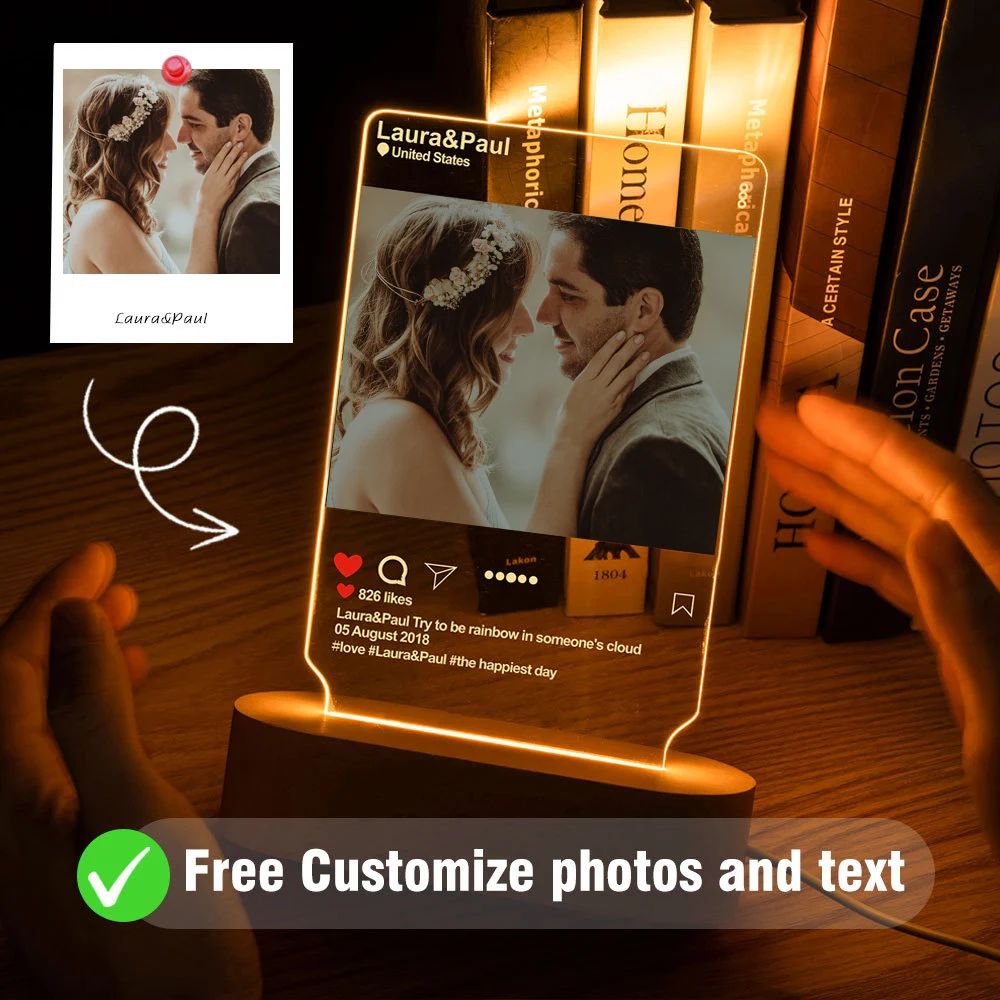 PersonalizedCustomCouplePhotoFrameNightLightGiftWithPhoto