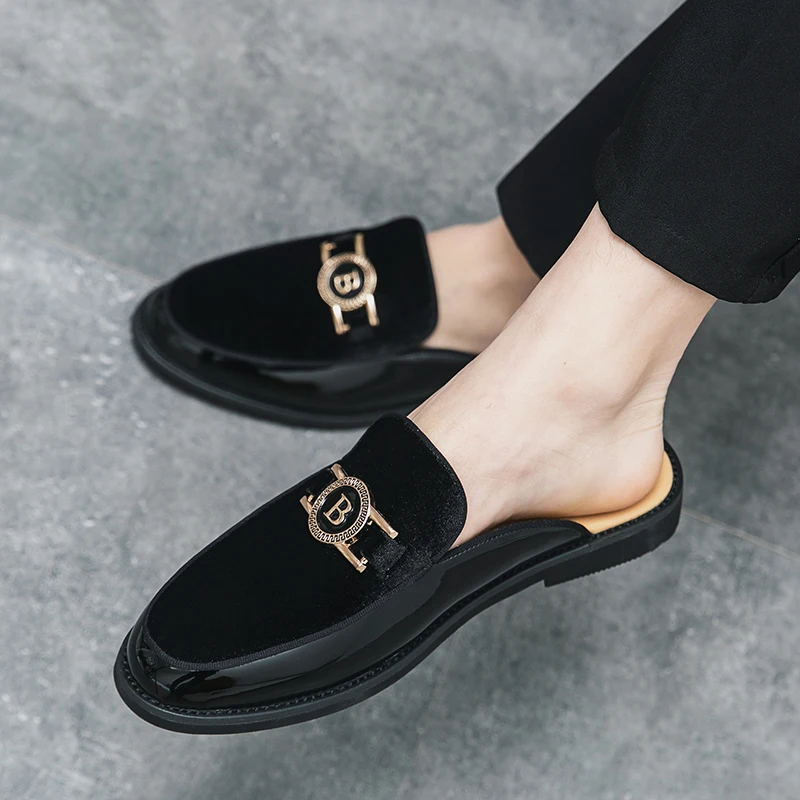 Leather Casual Shoes For Men Luxury Black Mules Fashion Flats Summer Breathable Outdoor Slippers Male Slip On Loafers Designer 6