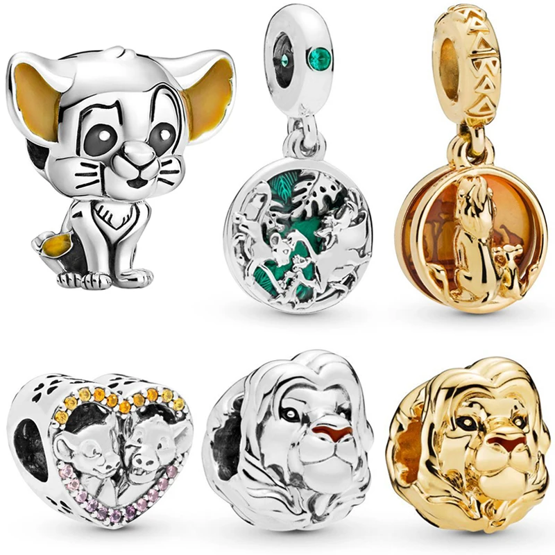 

Fit Original Pandora Charms Bracelet Girl Cartoon Simba Beads DIY Bijoux For Women Disney The Lion King Pendant Bangle Accessory
