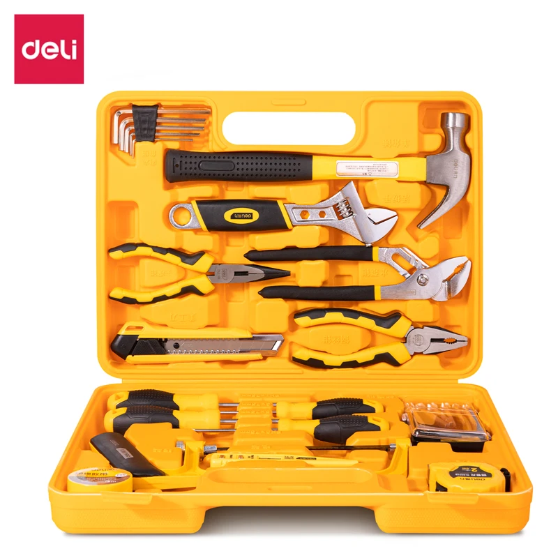 Deli 3702 25PCS Multifunctional Combination Tool Box Household Tool Kit Repair Goods