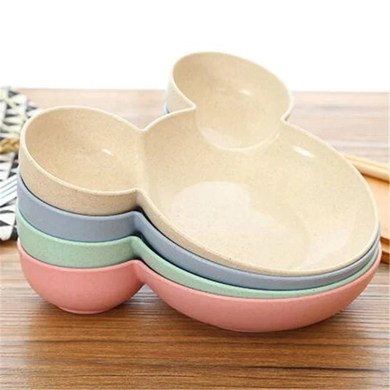 Kid Mickey Bowl Dishes Cartoon Mouse Lunch Box Kid Baby Children Infant Baby Rice Feeding Bowl Plastic Snack Plate Tableware