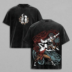 Avatar: The Last Airbender Aang Graphic Washed Cotton T - Shirt - Men's Summer Short Sleeve Tee - XXL (Black)