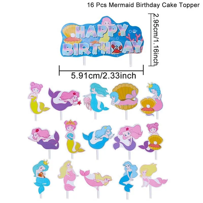Little Mermaid Party Disposable Tableware Banner Under The Sea 1st Birthday Party Decoration Baby Shower Mermaid Supplies