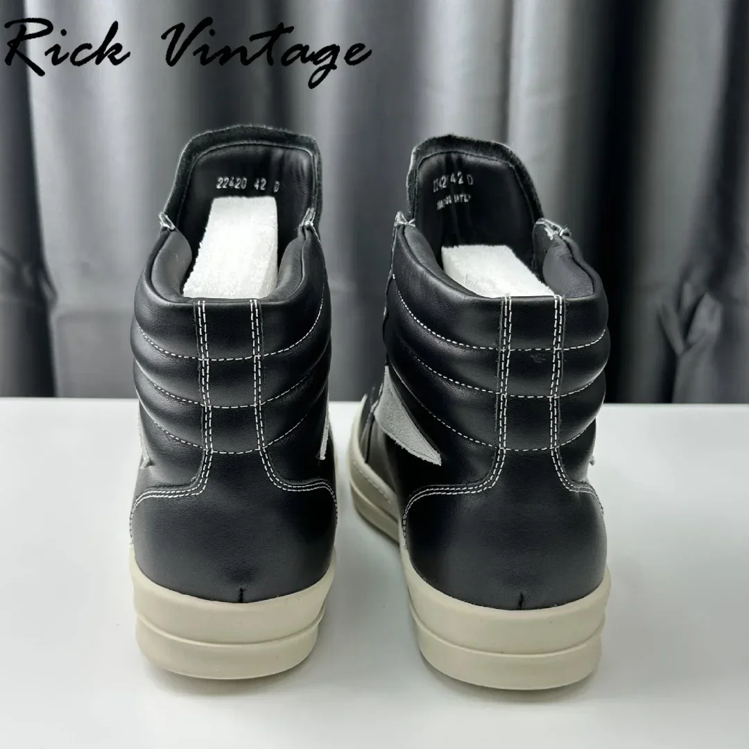 Rick Vintage Natural Wool Winter Warm Sneakers High Top Casual Shoes for Men Platform Flat Leather Wool Boots Man Luxury