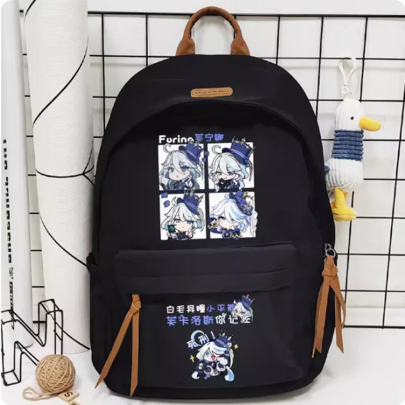 Anime Genshin Impact Furina  Cartoon Bag Women Man Fashion Leisure Teenagers Student Backpack Handbag B591