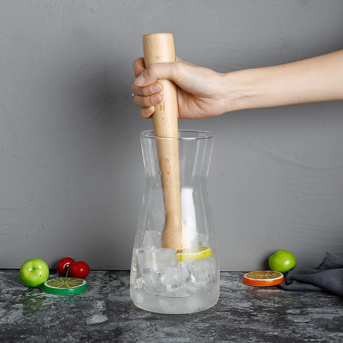 Wooden Muddler for Cocktails, Wood Ice Crusher Muddler Bar Tool, Kitchen Tool for Garlic Herbs Fruits bar tools