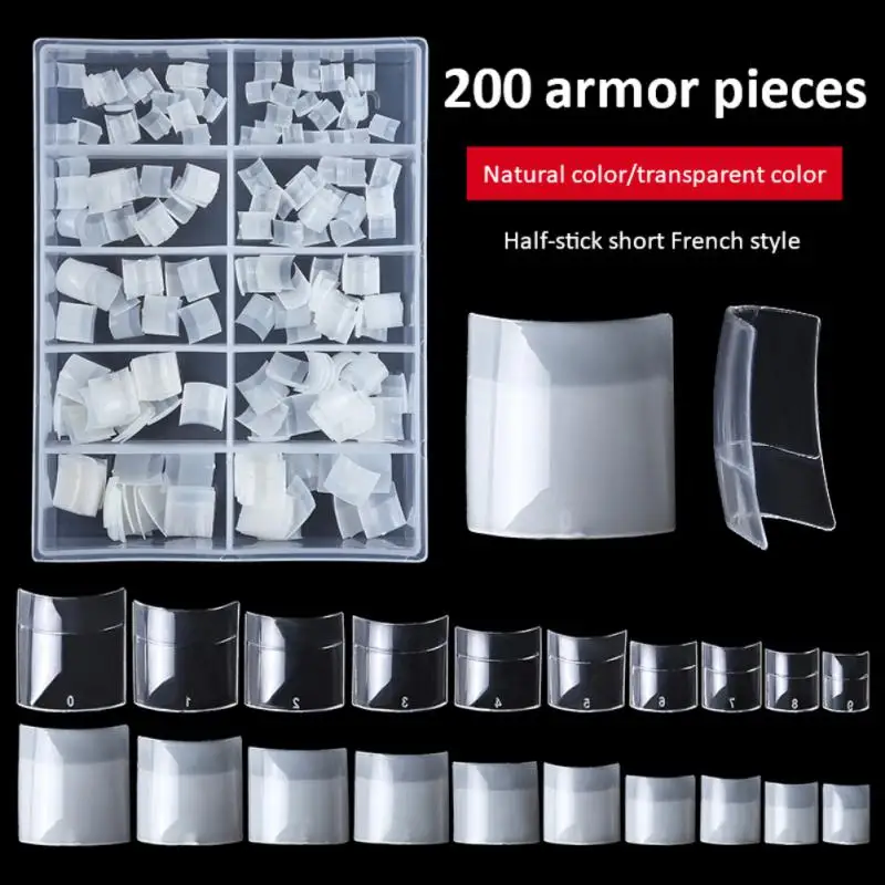 Набор для маникюра, короткий крем для французского маникюра, натуральные прозрачные накладные ногти с квадратной головкой