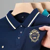 Summer Short Sleeved Lapel T-shirt Embroidered Breathable Polo Shirt Ice Silk Lightweight Tops Casual Large Men Polo Shirt 4