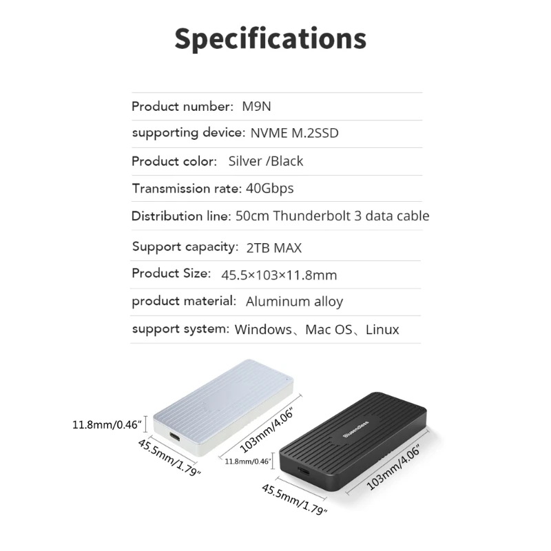 Thunderbolt3 BLUEENDLESS 40Gbps ˷̴ M.2 NVMe SSD ܺ ̽