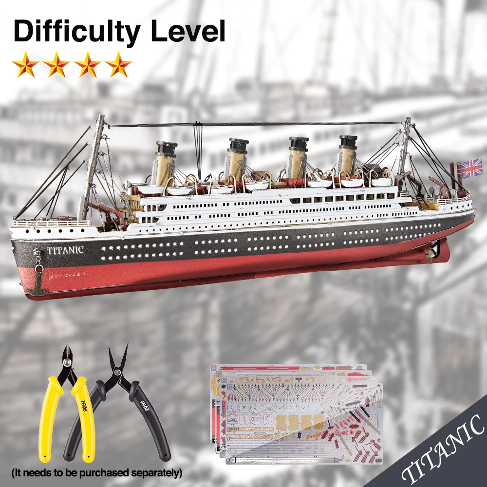Piececool 3d Metal Puzzles Gifts for Adults Titanic Ship Model 226pcs Cruise Jigsaw Toys Building Kits Home Decoration 4