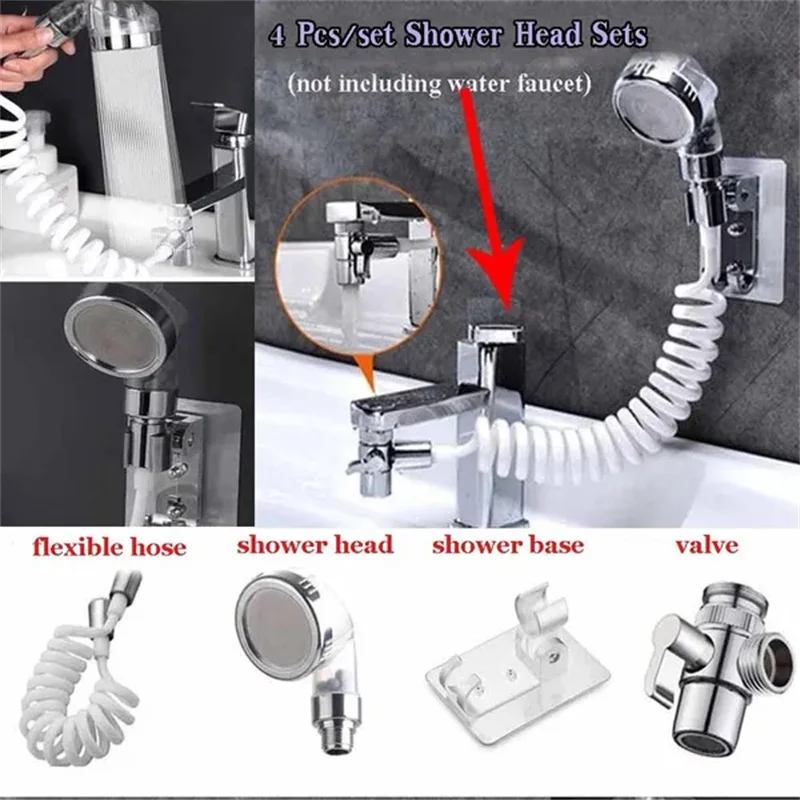

4pcs/Set Faucet Extender Bathroom Shower Faucets Set Spray Drains Strainer Hose Sink Washing Hair Bathrooms Kitchen Accessories