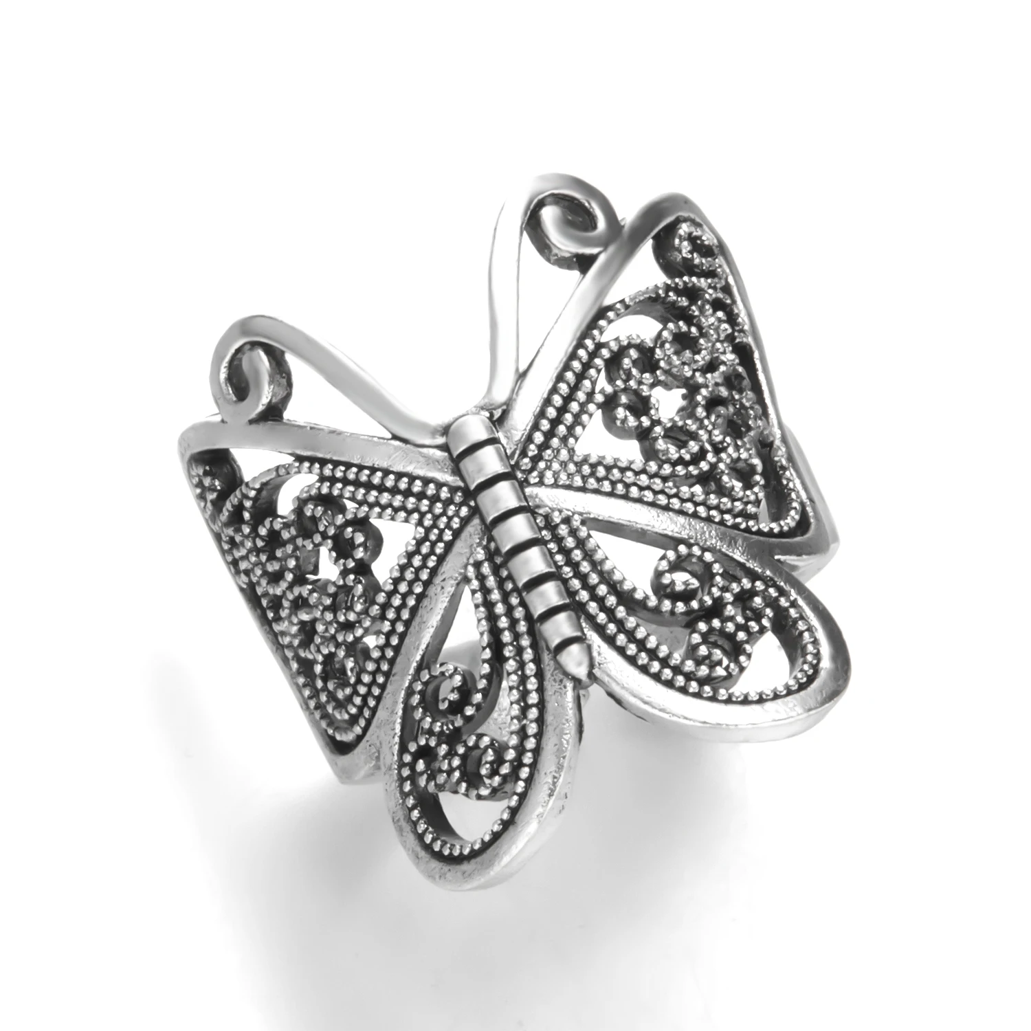 Retro Boho Schmetterling Ring Für Frauen Mode Silber Farbe Eule Engel Flügel Katze Tier Unregelmäßige Öffnung Ringe Ethnische Schmuck – Detail 3