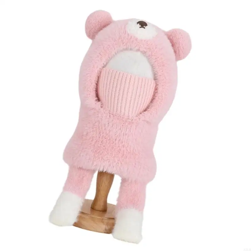 Cartoon Bär Earflap Gesichtsmaske Schal für Kinder winddichtes Design Schnee Sport Winter wesentliche Mode Kopfbedeckung – Detail 3