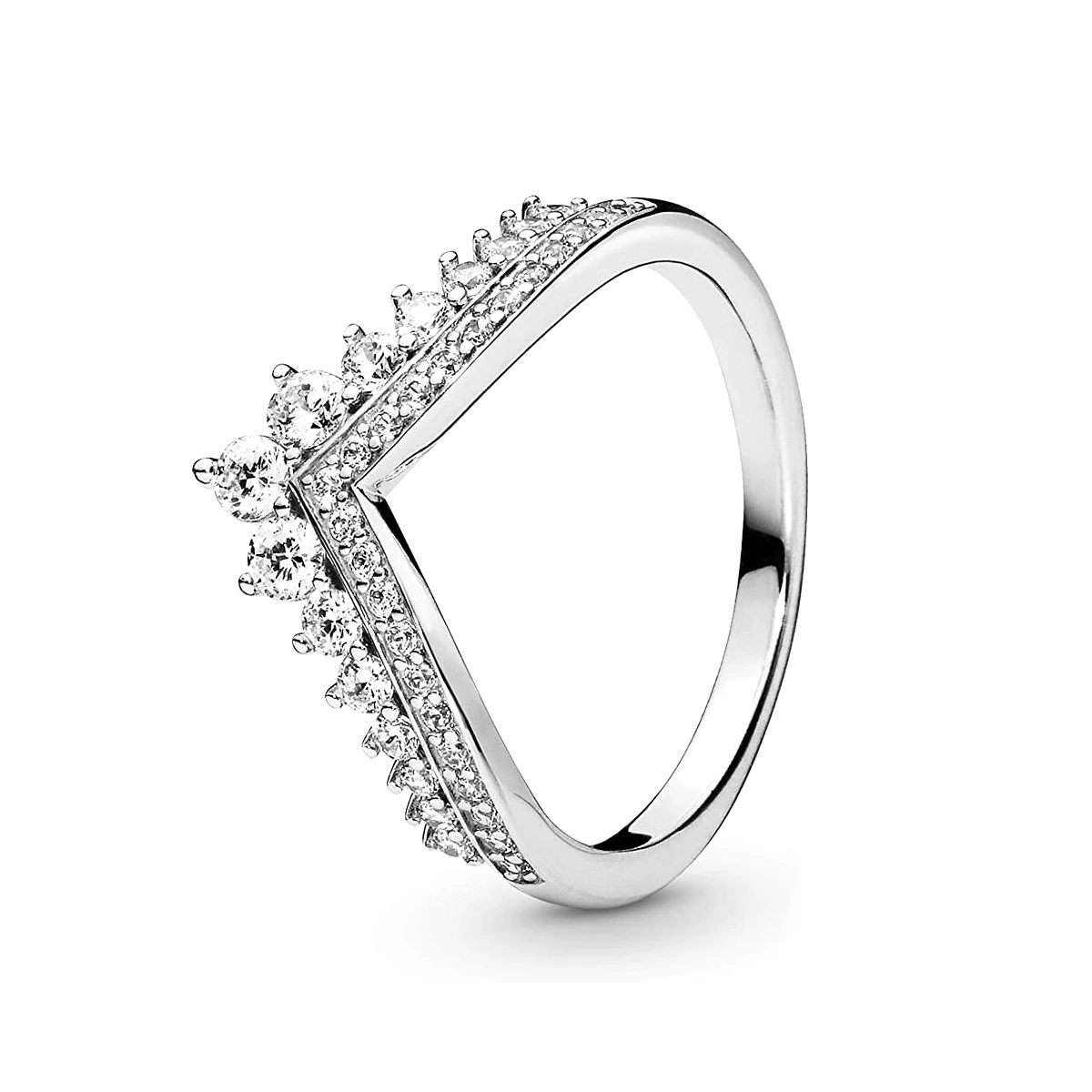 925 Sterling Silver Heart-Shaped Crown Ring Women's Jewelry
