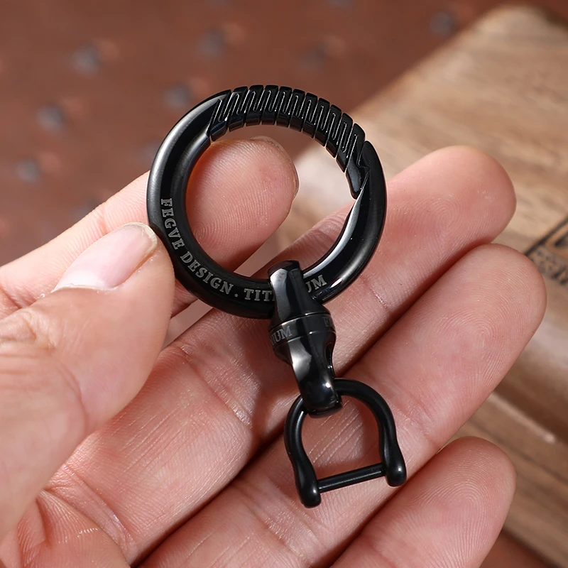 Sleek Black Titanium Luxury Keychain - Lightweight EDC Jewelry for Keyring Holder & Stylish Gift