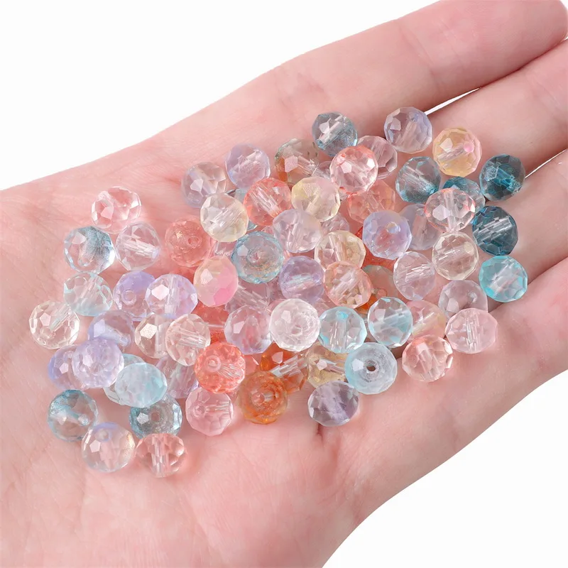 8x7mm facettierte transparente Glasperlen, lose Abstandshalterperlen für Schmuck, DIY-Armbänder, Halsketten, Ohrringe, Zubehör.