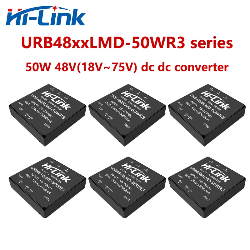 50W DC 18-75Vdc to 9V/12V/15V/24V URB4809LMD-50WR3 URB4812LMD-50WR3 URB4824LMD-50WR3 DC-DC Power Supply Module
