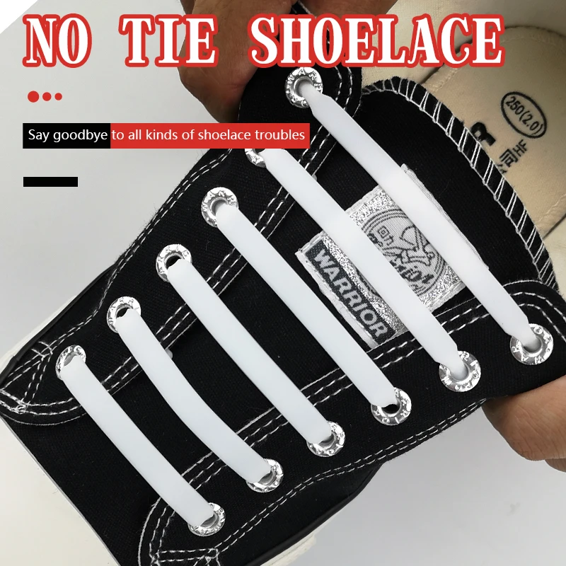 

12pcs Elastic No Tie Shoelaces Lazy Flat Silicone Shoelace For Running Sneakers Stretched Strings Quick Lock Slip-On Shoe Laces