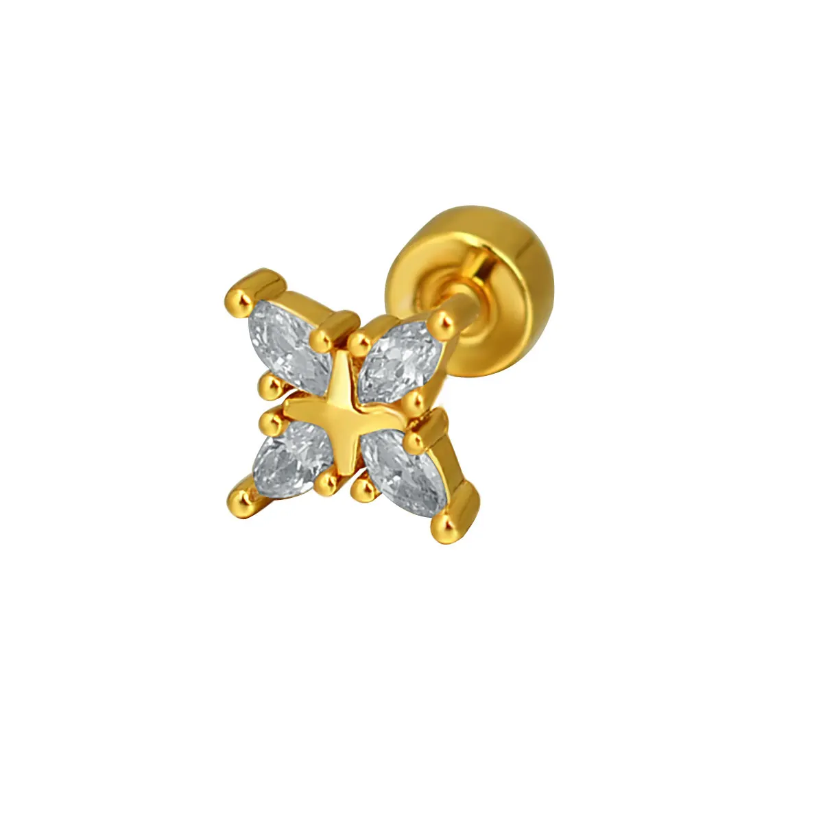 1PC Mini Schmetterling Blatt Knorpel Schraube Stud Ohrring für Frauen Kristall Zirkon Lobe Tragus Helix Ohrringe Körper Piercing schmuck – Detail 8
