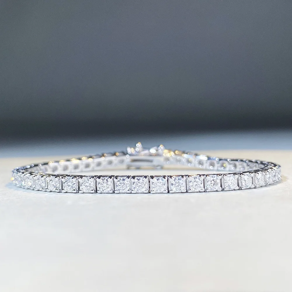 Moisanne Tennis Chain S925 Sterling Silver Bracelet 2.5MM Moisanne Stone bracelet for men and women Party Friends Luxury Gift