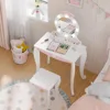 19747-e468d7.jpg MU Kids White Vanity Set w/ Lighted Mirror & Stool,Makeup Desk, Storage,Wing Pattern – Toddler Princess Dressing Table for Girls