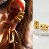 Manchette d'oreille plaquée or carillon pour femme, 3 couches, clip sans piercing, boucles d'oreilles sur les grimpeurs, boucle d'oreille faux cartilage, cadeau de clips