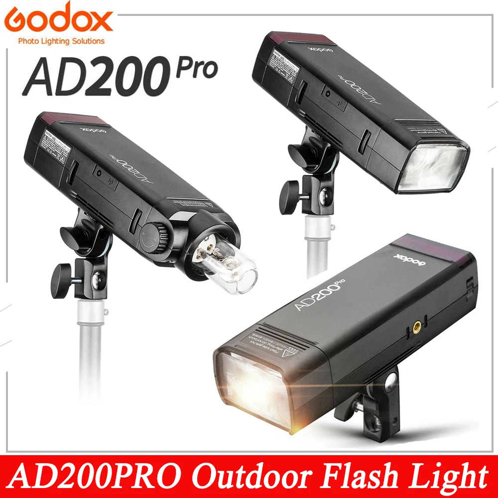 

Внешняя вспышка Godox AD200Pro TTL 1/8000 HSS со встроенной беспроводной системой X 2,4G, карманная вспышка с литиевой батареей 2900 мАч