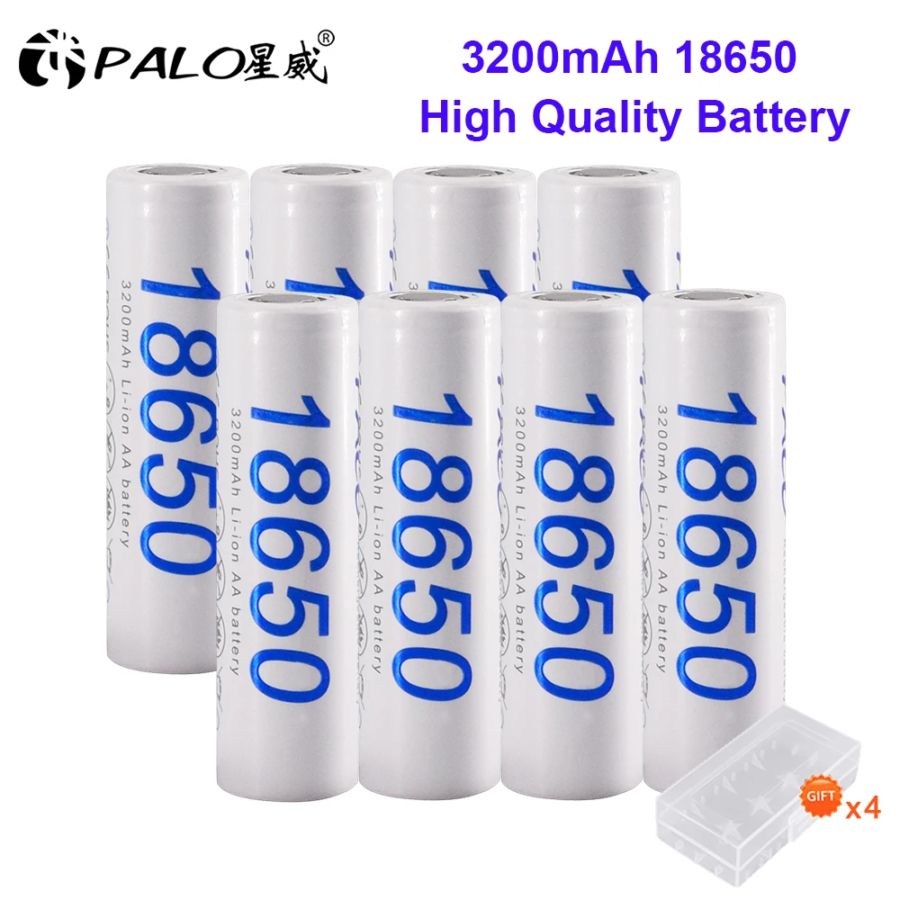 

PALO Real Capacity 18650 Lithium ion Rechargeable Battery Flat Head 3200mAh 3.7V 18650 Li-Ion Batteries NCR18650 for Flashlight