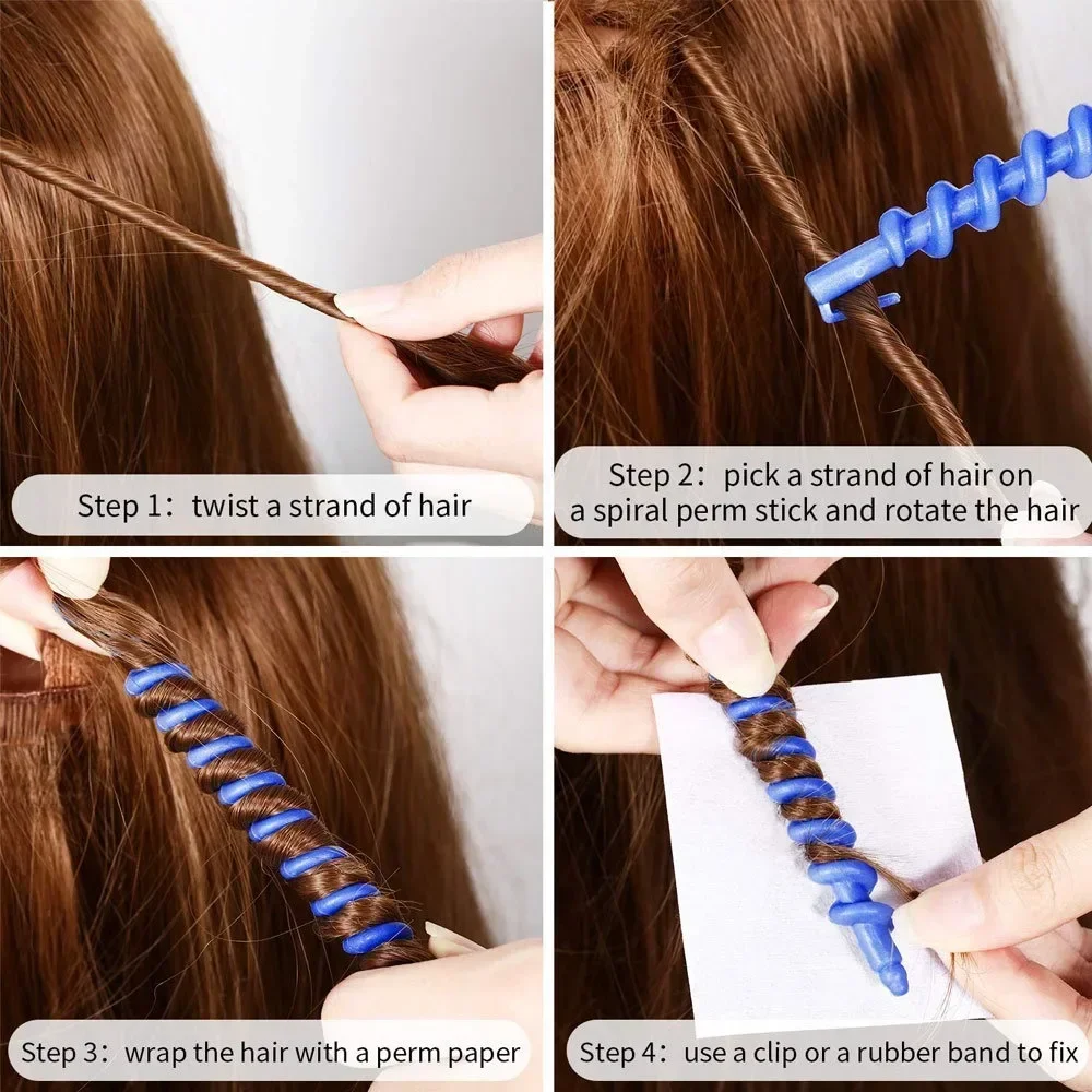 Hair Curling Tools Plastic Spiral Perm Stick Heatless Hair Curler Women Curly Hair Rollers No Heat Curls Cold Perm Bar Barber Styling Tool