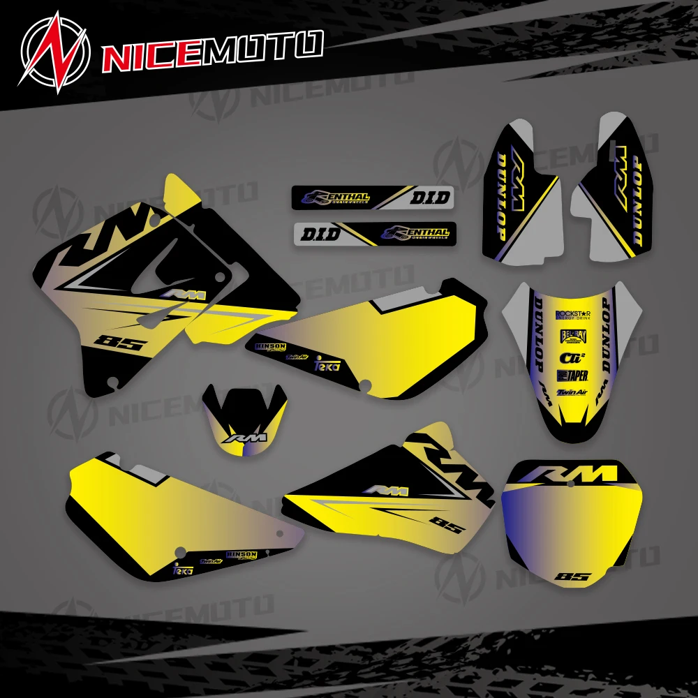 NICEMOTO For Suzuki 85 RM 2018-2001 Stickers Decals Graphics kits For Suzuki RM85 2001-2009  2010 2011 2012 2016 201